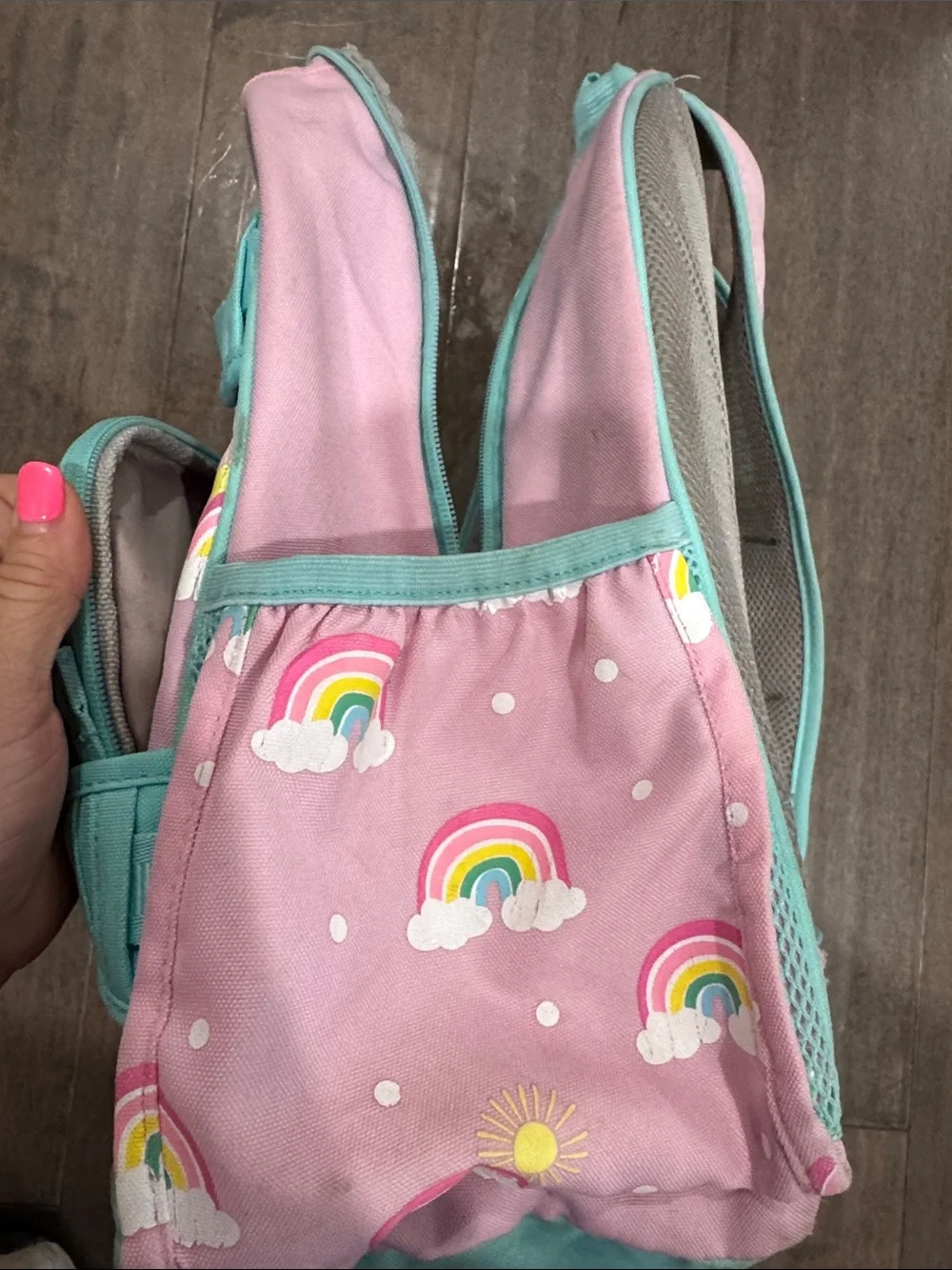 Pottery Barn Kids Pink and Teal Rainbow Backpack